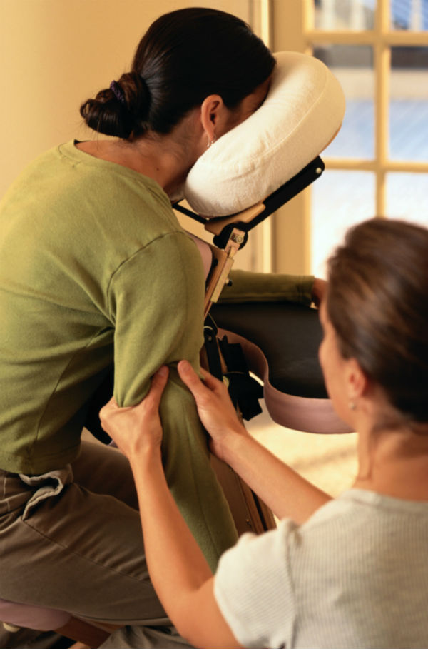 Mobile chair massage targeting arm and shoulder